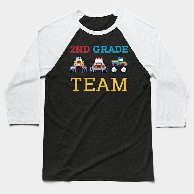 Monster Truck Team 2nd Grade Back To School Teacher Student Baseball T-Shirt by kateeleone97023